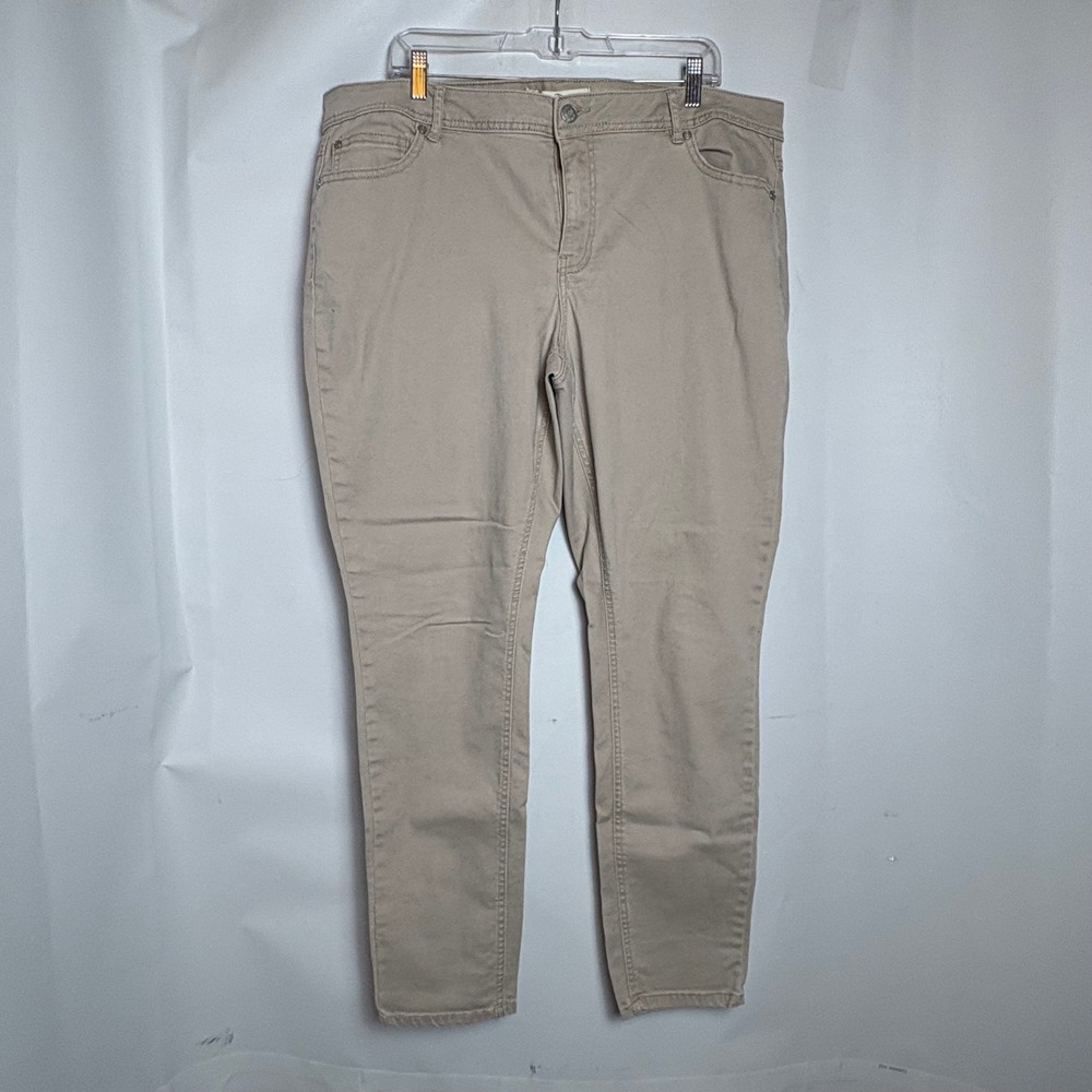 Cato Womens 18W Curvy Skinny Pants Khaki Beige High Rise Stretch Casual